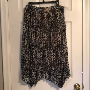 Adrianna Papell Leopard Pleated Skirt